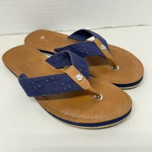 Tommy Bahama Blue Eyelet Flip Flop Sandals Womens 7 Classic Beachy Vacation